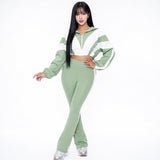 EVERY FASHION Zip-Up Crop Jacket & High-Waist Jogger Set MB 5015LY