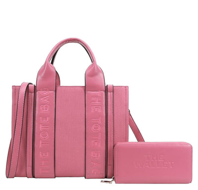 Every Fashion Embossed “The Tote Bag” Mini Structured Handbag with Matching Wallet BL1-9163-W