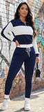 MB FASHION Two-Piece Color Block Tracksuit with Zip-Up Top and Joggers 6603R