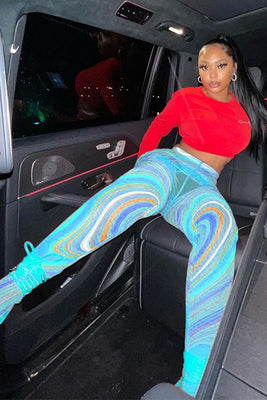 MB Fashion BLUE MESH Pants 0342R