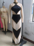 MALYBGG Rhinestone Embellished Sleeveless Halter Dress 7351LY