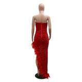MALYBGG Strapless High-Slit Sequined Dress 901035LY