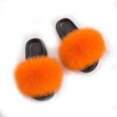 MB Fashion ORANGE 97 Fur Sandals Slides