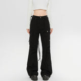MALYBGG Channeling Vintage Vibes with Tied Waist Wide-Leg Work Pants 3771LY