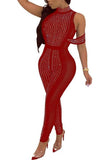 MB Fashion Bling Red Jumpsuit 8073