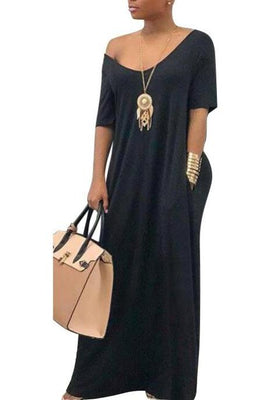 MB Fashion Black Casual Long Dress 6563