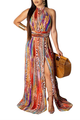 MB Fashion Multi Red Long Dress 2054