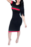 MB Fashion BLACK Striped Dress 7009