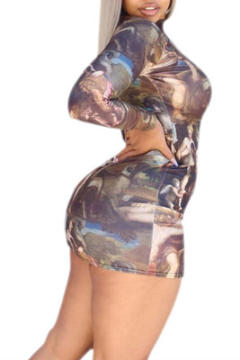 MB Fashion multi BROWN Sex Mini Dress 3729