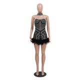 MALYBGG Fashionable Jumpsuit with Heat-Set Rhinestones 900684LY