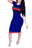 MB Fashion BLUE Striped Dress 7009