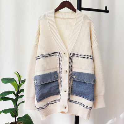 MALYBGG Loose-Fit Patchwork Knit Cardigan 190LY
