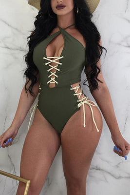 MB Fashion Green Swimming Suit 4802 size run small