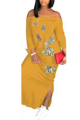 MB FASHION MONEY PRINT DRESS 1507
