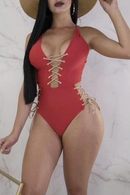 MB Fashion RED Swimming Suit 4802  size run small