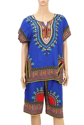 MB Fashion Blue Dashiki Africa Print Sets p3021