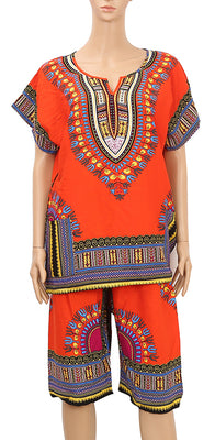 MB Fashion Orange Dashiki Africa Print Sets p3021