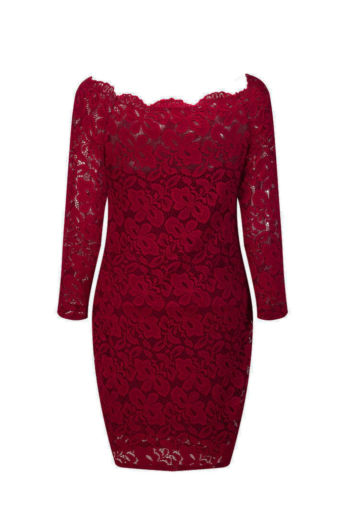 MB FASHION Off-Shoulder Lace Bodycon Dress with Long Sleeves 9051 | MB Fashion Wholesale MB FASHION Off-Shoulder Lace Bodycon Dress with Long Sleeves 9051 | MB Fashion Wholesale