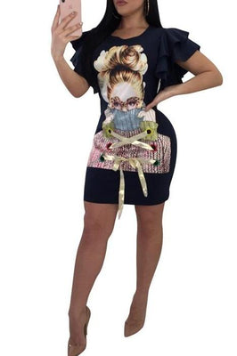 MB fashion Black Mini Dress mb 4999