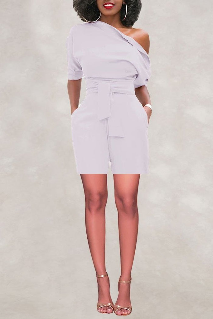 MB Fashion White Short Jumpsuit 5109