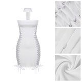MB Fashion Mini Dress White 5118 SIZE RUN SMALL
