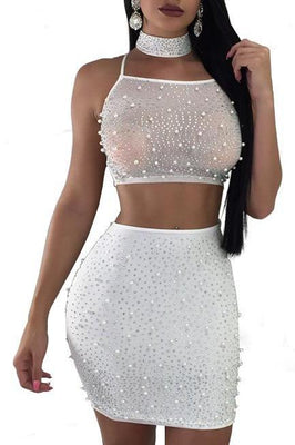 MB fashion Bling Bling White 2033 Skirt only size L