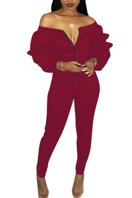 MB Fashion Burgundy Jumpsuit 7418