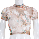 MB Fashion BEIGE Angel Print Short Sleeve 470