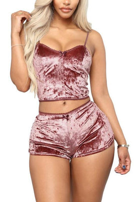 MB Fashion Velvet 2 PCs Set Pink Outfit 280