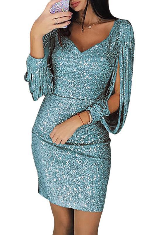 MB FASHION SEQUIN TASSEL PARTY DRESS 1901