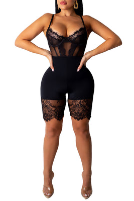 MB Fashion BLACK Lace Bodysuit 5250