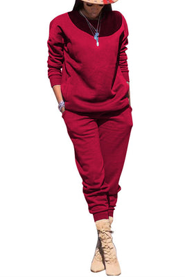 MB Fashion Solid Burgundy 2 PCs Set 5064