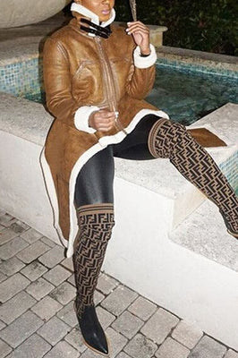 MB Fashion BROWN Long Jacket 5645