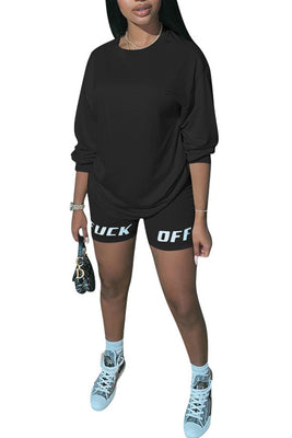 MB Fashion BLACK 2 PCs Set Fuck Off Print 6680