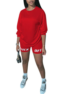 MB Fashion RED 2 PCs Set Fuck Off Print 6680