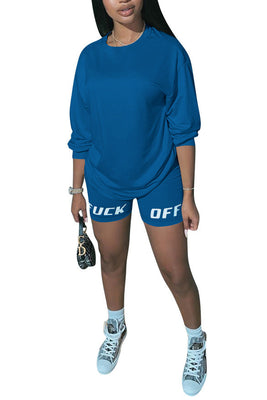 MB Fashion BLUE 2 PCs Set Fuck Off Print 6680