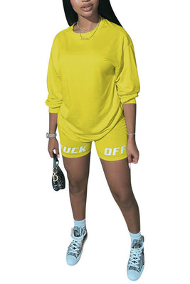 MB Fashion YELLOW 2 PCs Set Fuck Off Print 6680
