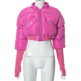MB FASHION Cropped Puffer Jacket with Extended Sleeve Detail 405
