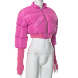 MB FASHION Cropped Puffer Jacket with Extended Sleeve Detail 405