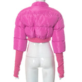 MB FASHION Cropped Puffer Jacket with Extended Sleeve Detail 405