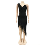 MALYBGG V-Neck Sleeveless Midi Dress with Feather 5907LY