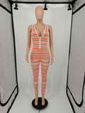 MB FASHION STRIPED STRETCHY CASUAL JUMPSUIT 134R