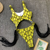 MB Fashion YELLOW Side Fringe Swimming Suit LYB 007