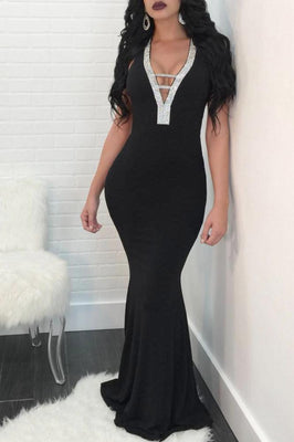 MB fashion Black Mini Sexy Dress 3532-88
