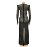 MALYBGG Rhinestone Embellished Dress with Sheer Mesh 5595LY