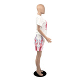 MB FASHION Graphic Print Tee and Shorts Two-Piece Casual Set 6107R