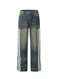 MALYBGG Elevating Fashion in Side-Striped Vintage Wash Straight-Leg Jeans 3828LY