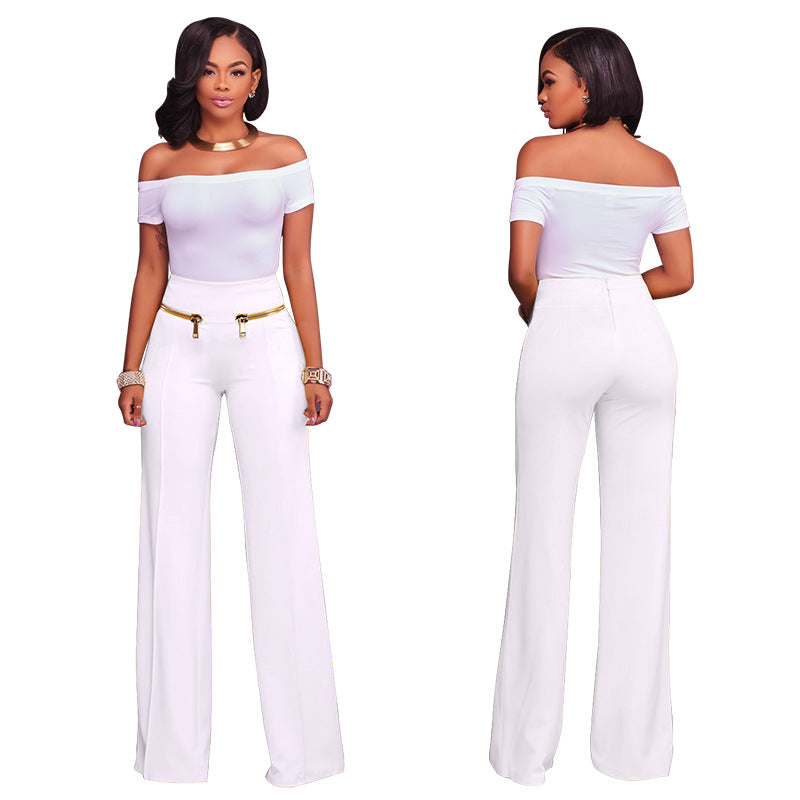 MB fashion WHITE Zips Design Pants 4022 | MB Fashion Wholesale