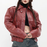 MALYBGG Embracing Retro Vibes with a Collared Short PU Leather Jacket for Fall/Winter 3468LY