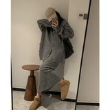 MALYBGG Cozy Two-Piece Ensemble with Oversized Sweater Coat and High-Waisted Skirt 8044LY